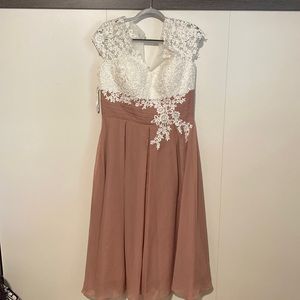 V-neck Chiffon Cap Sleeve Mother of the Bride Lace prom Dress